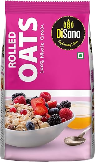 Disano Rolled Jumbo Oats, 1kg, Wholegrain Oats, High in Protein and Fiber, 100% Natural & Gluten Free, Ready in 3 Minutes, Preservative Free