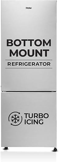 Haier 300 L 2 Star Frost Free Bottom Mount Double Door Refrigerator Twin Inverter Technology (HRB-3502BS-P, Brushline Silver)