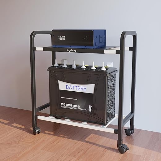 Lifelong Single Battery Inverter UPS Trolley Stand | Sturdy, Compact & Portable Design | Rust Resistant Inverter Stand for Home with Lockable Wheels | Inventer Cabinent Box, Supports Upto 80 KG