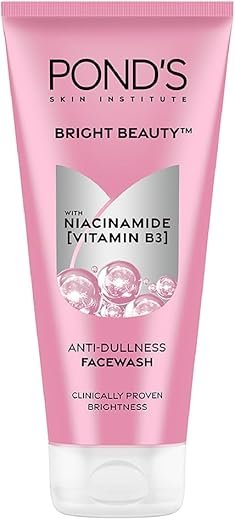 Ponds Bright Beauty Anti-Dullness & Brightening Facewash with Niacinamide | For Glass-Skin Like Shine and with 4X Visibly Brighter Skin, 200gm