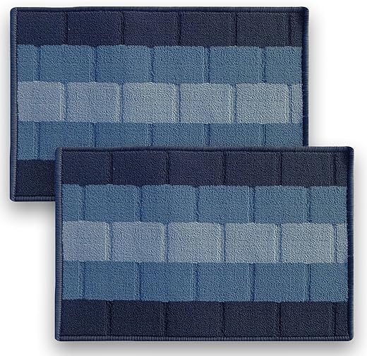 Status Contract Anti Slip Front Door Mat | Blue | Set of 2