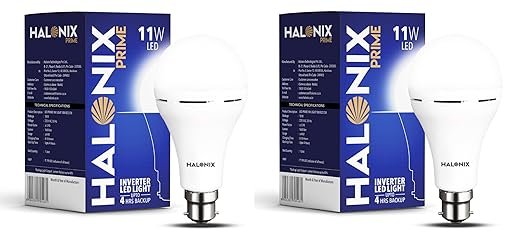 Halonix 11W Emergency Inverter Bulb | Rechargeable Emergency B22D Led Bulb For Power Cuts | Backup : Upto 4Hrs | Cool Day Light | Pack Of 2 | Rechargeable Emergency Light