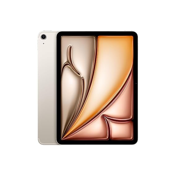 Apple iPad Air 11″ (M2): Liquid Retina Display, 1TB, Landscape 12MP Front Camera / 12MP Back Camera, Wi-Fi 6E + 5G Cellular with eSIM, Touch ID, All-Day Battery Life — Starlight