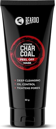Beardo Activated Charcoal Peel Off Mask for Men, 50g | Charcoal Face Mask for Glowing Skin | Detoxing Facial Kit for Men | Peel Off Mask For Oily & Dirt free skin