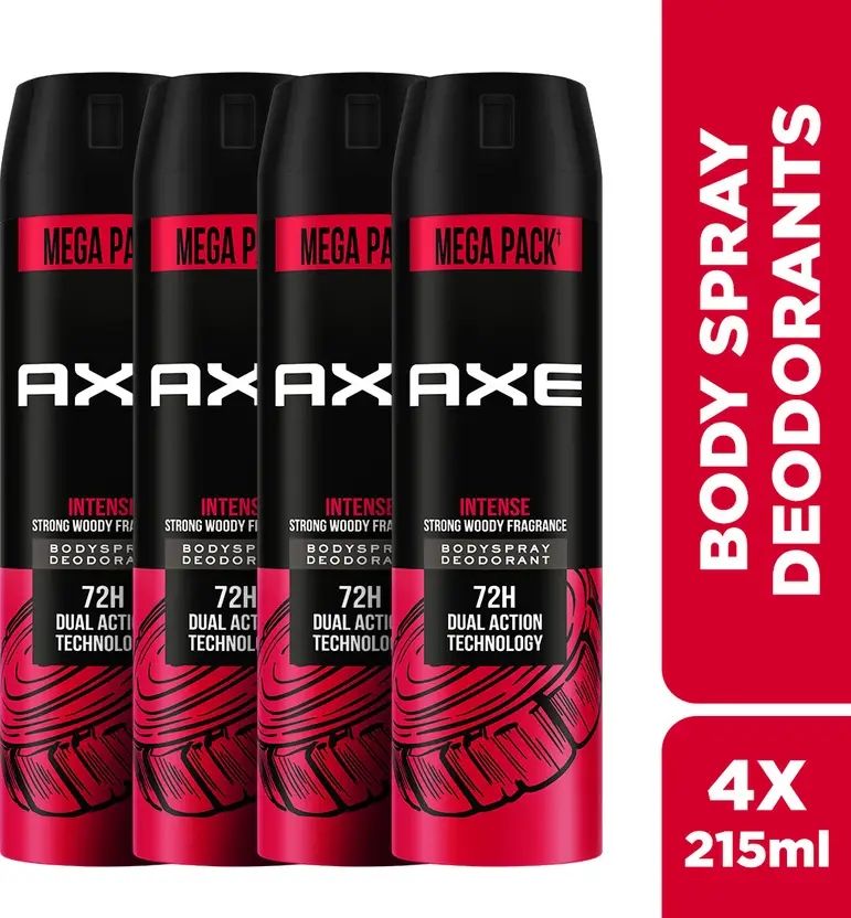 AXE Intense Body Spray – For Men (860 ml, Pack of 4)