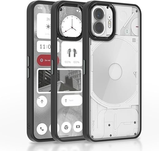 Pikkme Nothing Phone 2 Back Cover |Electroplated Crome Metal Ring | Full Camera Protection | Raised Edges | Super Soft Side TPU | Bumper Case for Nothing Phone 2 (Black)