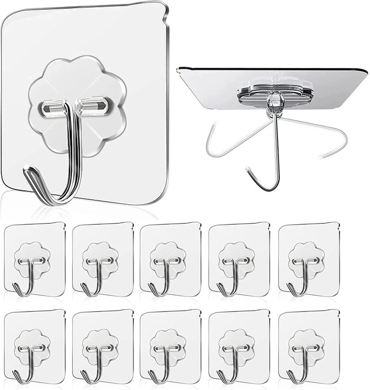 Shalvi Adhesive Hooks for Wall, Sticky Wall Hook for Hangers,Bathroom hangings Hook 50 (Pack of 50)