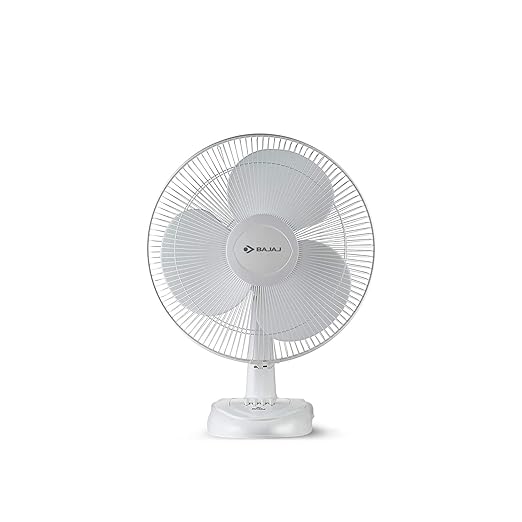 Bajaj Esteem 400 MM Table Fan | Table Fan For Kitchen & Home | High Air Thrust | High Speed | Overload Thermal Protection | Full Copper Motor | Silent Operation | 1-Yr Warranty 【White】