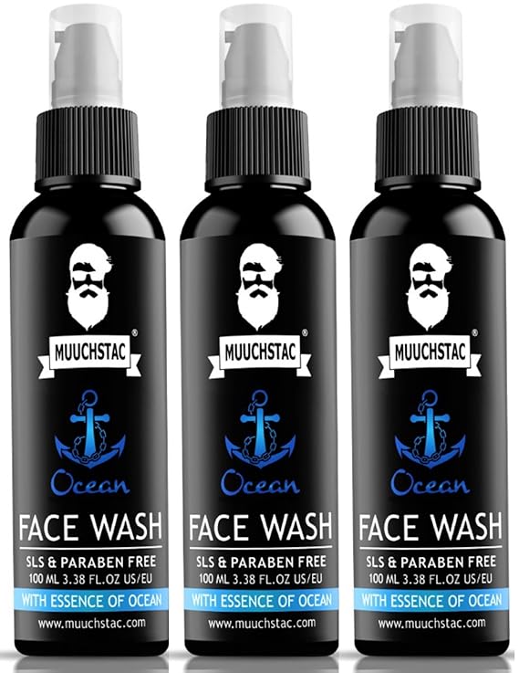 Muuchstac Ocean Face Wash for Men | Fight Acne & Pimples, Brighten Skin,(3×100 ml)