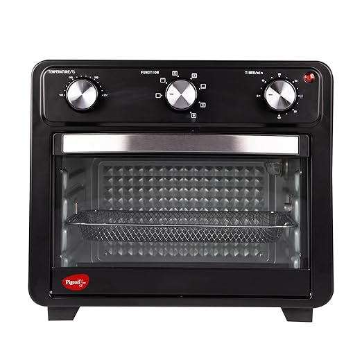 Pigeon by Stovekraft Air Fryer Oven 25L | 2-in-1 Appliance (OTG + Airfryer) | 1400 Watts | Air Fry, Bake, Broil, Toast, Defrost (Black) | Without Rotisserie