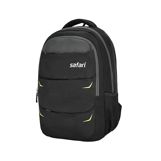 Safari Omega Pro Laptop Backpack With Raincover, 3 Compartments, Color- Black, 35L
