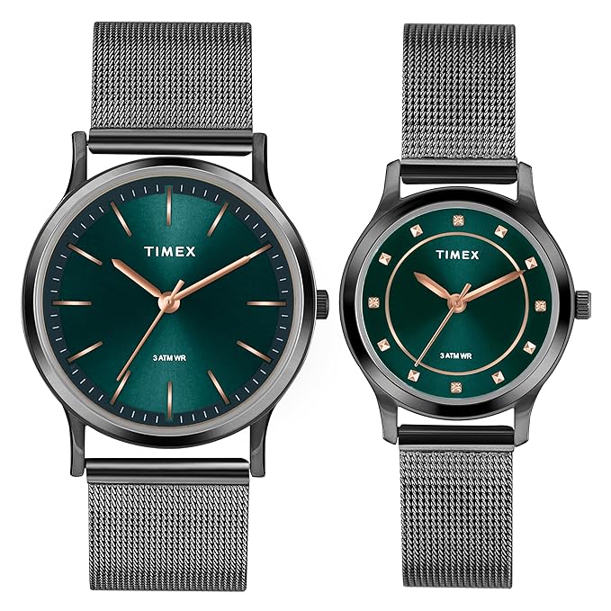 TIMEX Analog Watch for Pair with Round Dial & Water Resistant Couple’s Wrist Watches
