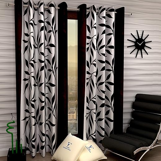 Fashion String Polyester 2 Pieces Window Curtain Set, 5 Feet Long, Brown – (116 Cm x 152 Cm)