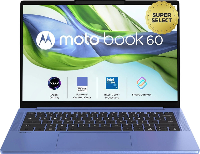 MOTOROLA Motobook 60 Full Metal OLED (i5 14th Gen) Intel Core 5 (Series 2) 210H - (16 GB/512 GB SSD/Windows 11 Home) 14IRH10R Thin and Light Laptop(14 Inch, PANTONE Wedgewood, 1.4 Kg, With MS Office)