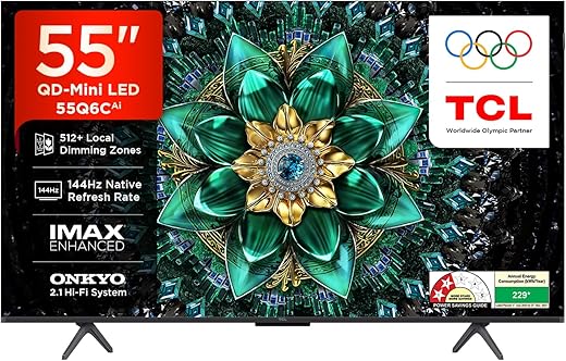 TCL 139 cm (55 inches) 4K UHD Smart QD-Mini LED Google TV 55Q6C