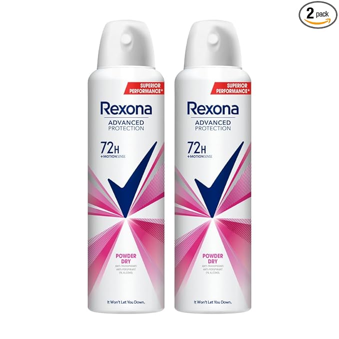 Rexona Advanced Protection Powder Dry | 0% Alcohol | 72H +MotionSense | For Women | 200 ML (Pack of 2)