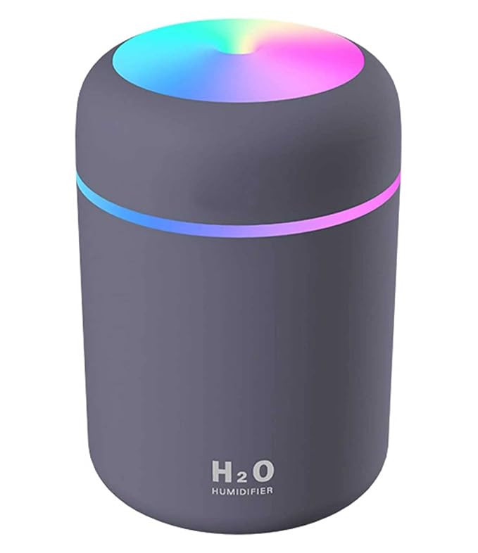 SELLER ZONE Humidifier With Colorful Light For Room, Bedroom, Office, Car (Grey), 300 ML