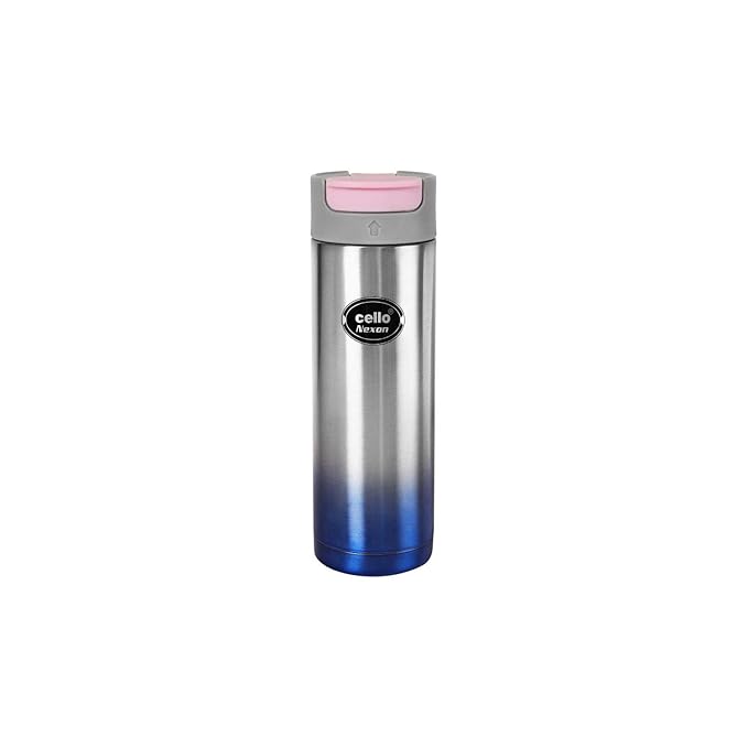 Cello Nexon Insulated Flask | Hot and Cold Stainless Steel Water Bottle | Leak Proof & Break-Proof Water Bottle | Double Walled Carry Flask for Travel, Home, Office, School | 550ml, Blue