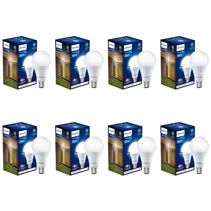 Philips Base B22 12-Watt (Pack of 8, Cool Day Light)