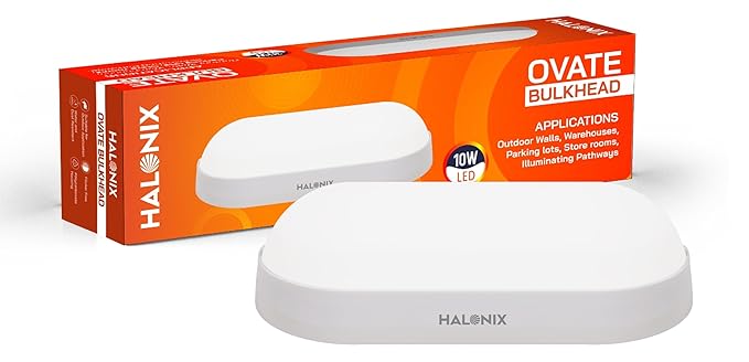 Halonix Polycarbonate 10W wall Lamp LED Oval Shape Outdoor Bulkhead|Outdoor Light Waterproof IP65|Waterproof Porch Light for Outdoor Garden Bathroom Light (Cool White, Pack of 1)