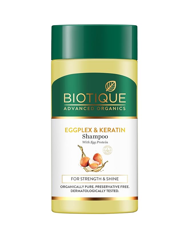 Biotique Eggplex & Keratin Shampoo for Thicker & Shinier Hair – Prevents Breakage, Gentle Cleanse | Protein Shampoo| For Men & Women – 25ml