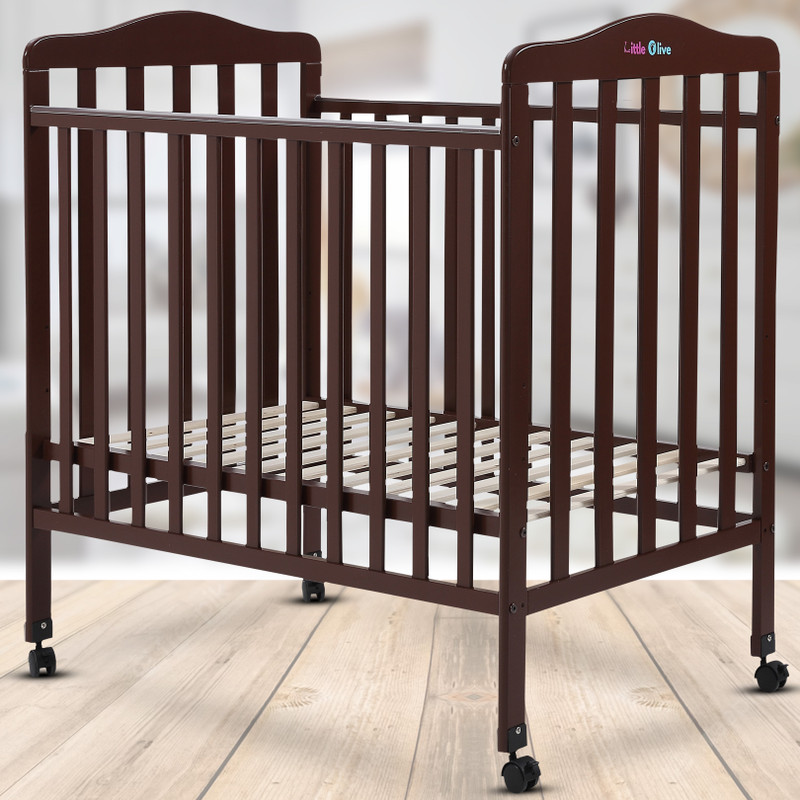 Little Olive Star Wooden Baby Cot For New Born – Brown Cot