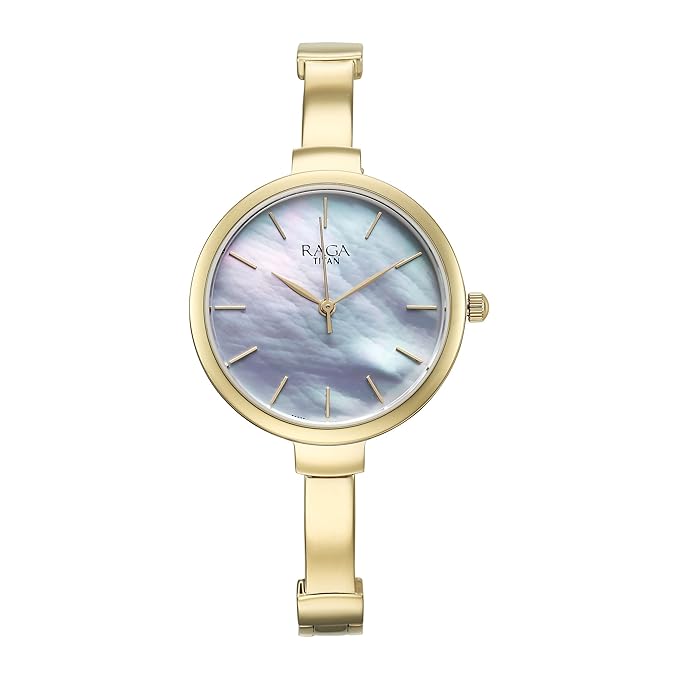 Titan Raga Showstopper Quartz Analog Mother of Pearl Dial Metal Strap Watch for Women-95273YM01