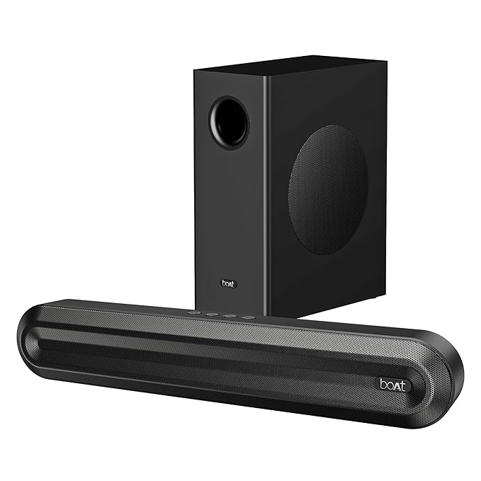boAt Aavante 2.1 300, 40W Signature Sound, 2.1 CH w/Wired Subwoofer, Bluetooth Sound bar, Home Theatre Soundbar Speaker (Premium Black)