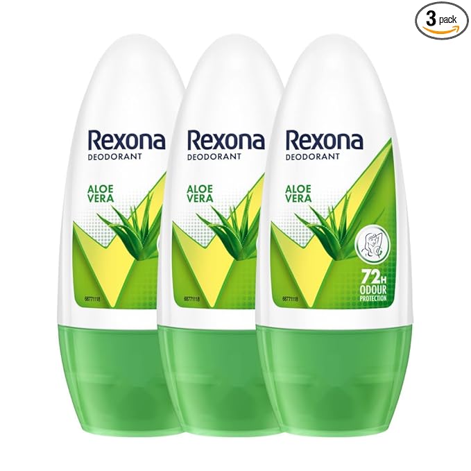Rexona Aloe Vera Underarm Roll-On Deodorant for Women | 72 Hours Long-Lasting Odour Protection | 50ML (Pack of 3)