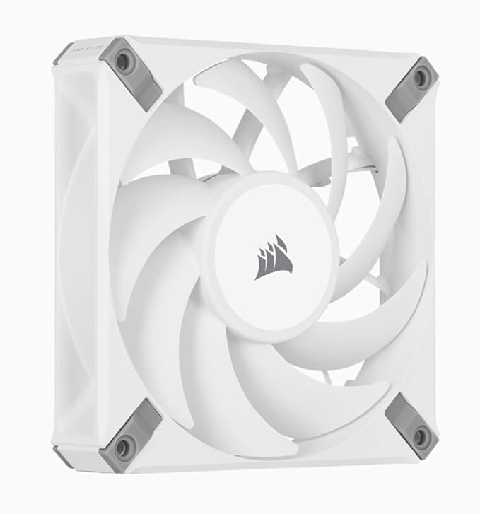 Corsair AF120 Elite, High-Performance 120mm PWM Fluid Dynamic Bearing Fan with AirGuide Technology (Low-Noise, Zero RPM Mode Support) Single Pack – White