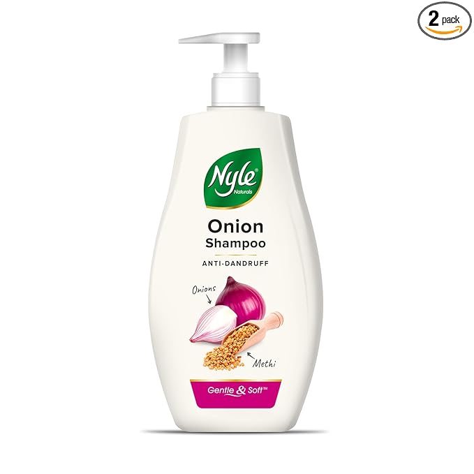 Nyle Naturals Onion Anti-Dandruff Shampoo, With Onion and Fenugreek, Gentle & Soft Shampoo, pH Balanced and Paraben Free, For Men and Women, 800ml