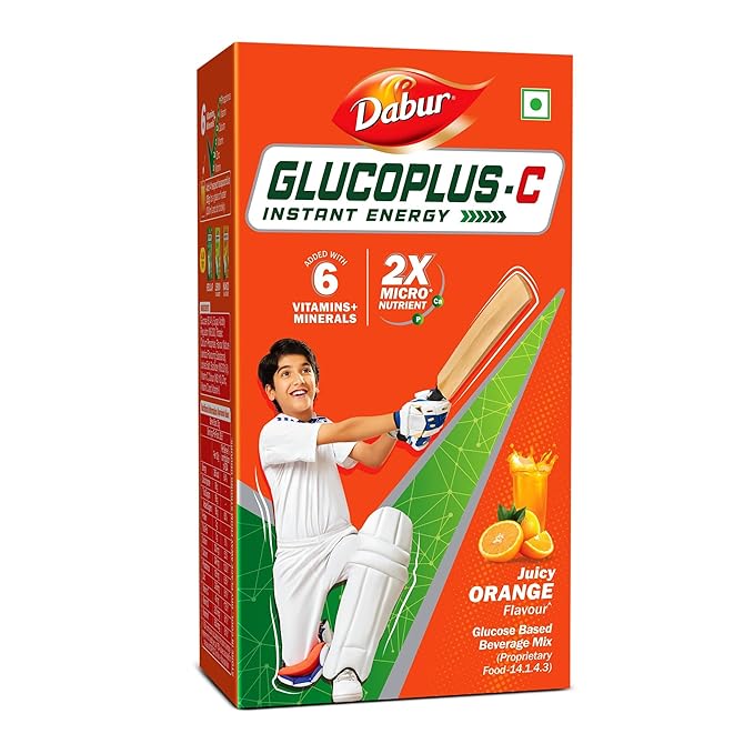 Dabur Glucoplus C Instant Powder Energy Glucose (Orange Flavour) – 1kg | Replenishes Energy with 6 Added Vitamins and Minerals | 20% More Glucose In Every Sip | Vitamin C and Zinc Helps Boost Immunity | Calcium, Phosphorus and Vitamin K Support Bone Health.