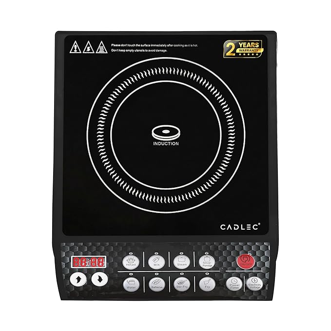 Cadlec CookFusion_5 2000W Induction Cooktop | 8 Cooking Modes, Auto Shut-Off, Over-Heat Protection, LED Display, BIS Approved, 2-Year Warranty | Black