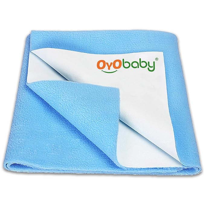 OYO BABY Baby Dry Sheet 70×50 cm Small, Waterproof Mattress Protector for Newborns, Extra-Absorbent Quick-Dry Fleece Underpad, Soft, Reusable, Anti-Pilling, Travel-Friendly Bedding –Blue