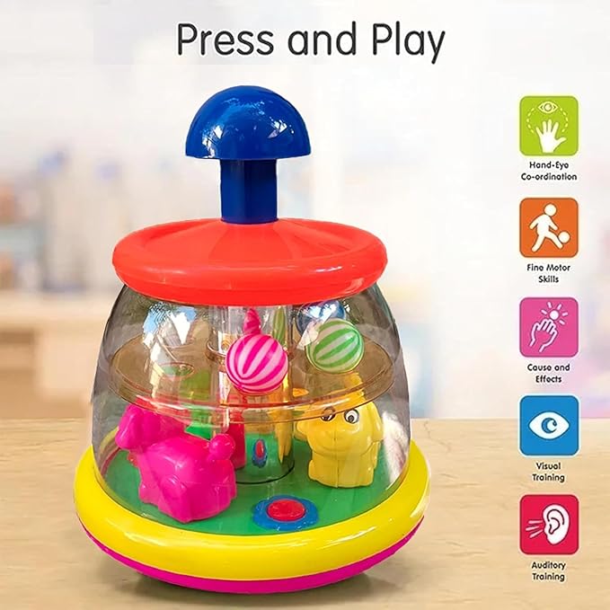 ToyBharat Push N Spin Dog Toy – Multicolour, Realistic Travel Toy for Kids (1-6 Years), Safe & Non-Toxic
