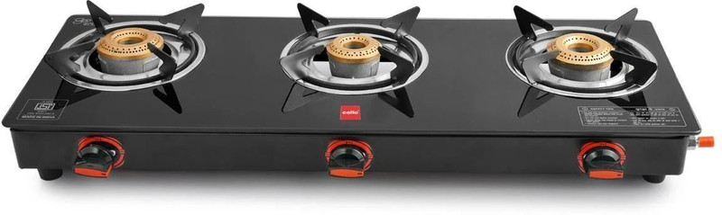 CELLO Trion 3 Burner Glass Manual Gas Stove