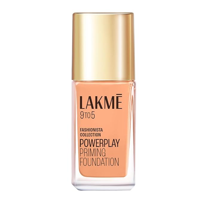 Lakme Powerplay Priming Foundation, Natural, Flawless Finish, Medium To Full Coverage, Built in Primer, Long Lasting, SPF 20, Warm Sand, 25ml