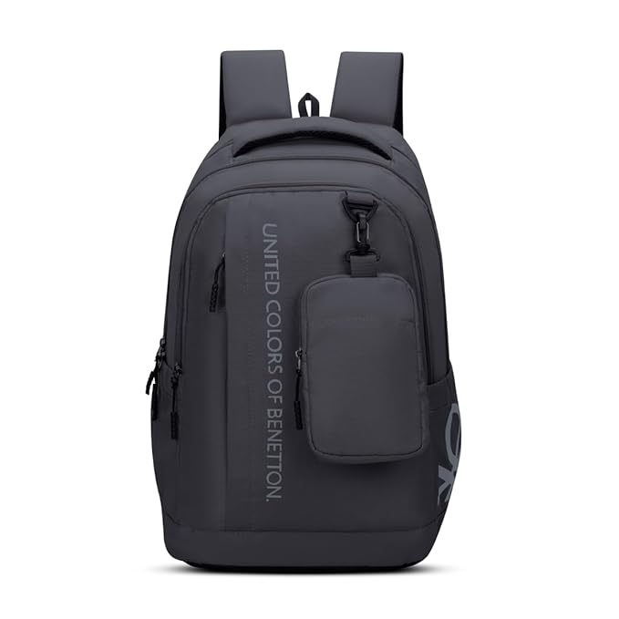 United Colors of Benetton Apex 33L Backpack – Olive, Water-Resistant, Minimalist 3-Compartment Design with Detachable Pouch & 1-Year Warranty