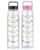 Clazkit Plastic Motivational 1000ml Water Bottle Black & Pink – Time Markers & Inspirational Slogans Mentioned Encourages More Water Intake, Easy-to-Carry Handle- Set of 2