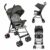 OBABY Stroller with Reclining Seat, Adjustable Canopy, Safety Harness, Smooth Wheels, Compact Folding Design (Foldable-Grey)