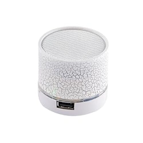Buddy Jack Series Mini Bluetooth Speaker With USB Port / Memory card Slot with Disco Lights Awesome Effects-MM-021-BT-WHITE