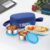 CELLO Double Treat Lunch Box with Insulated Fabric Jacket, Blue | 3 Container, (2 Stainless Steel Round Container – 300 ml, 1 Plastic Oval Container) 