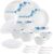 Cello Opalware Dazzle Series Blue Swirl Dinner Set, 35 Units | Opal Glass Dinner Set for 6 | Light-Weight, Daily Use Crockery Set for Dining | White Plate and Multipurpose Bowl Set
