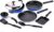 Crystal Eco Plus 8-pc Non-Stick Cookware Set, PFOA Free, Tawa, Kadhai with SS Lid, Fry Pan, Vagariya, Mini Grill Pan, 2 Spatulas, Blue
