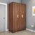 Nilkamal Joyce Neo 3 Door Wooden Wardrobe for Bedroom | Almirah with 8 Shelves | Clothes Cupboard | Engineered Wood | Walnut