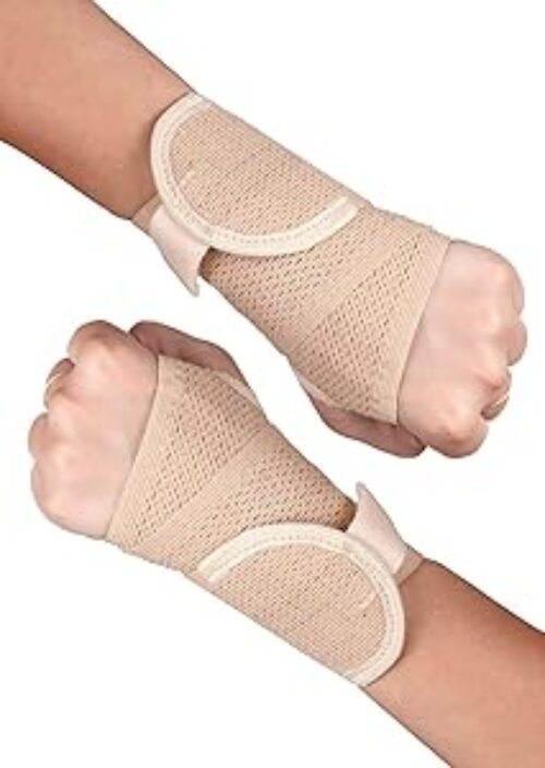 Healthgenie 14675 Wrist Brace with Thumb Support One Size Fits Most - 1 Pair (Beige)