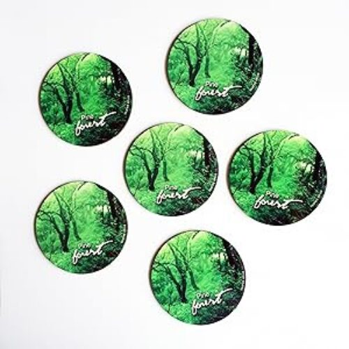 HotMuggs "Pine Forest in Himachal Pradesh" Wood Coaster Set, Set of 6, Multicolour