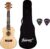 Juarez Estrélla 23″ Concert Ukulele, Spruce Top, Mahogany Back & Side, ABS Binding Aquila Italian Strings, Black Diecast Machine, Rosewood Fretboard & Bridge with Gig Bag, 2 Picks, Natural