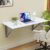 Kuber Industries 32×16 Inch MDF Wooden Wall Mount Table Foldable for Study Room and Office | Round Corner Wall Mounted Dining Table and Desk for Work | White