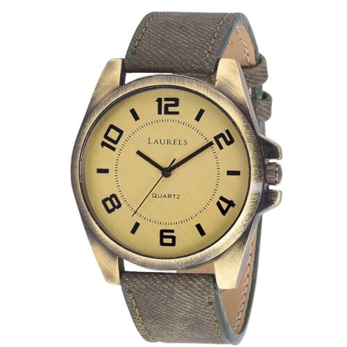Laurels Roadster Brass Dial Analog Wrist Watch - For Men